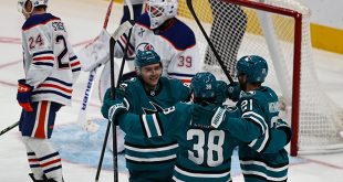 Mukhamadullin’s game-winning goal snaps Sharks losing skid