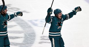 Celebrini’s Olympian effort leads Sharks past Wild in shootout